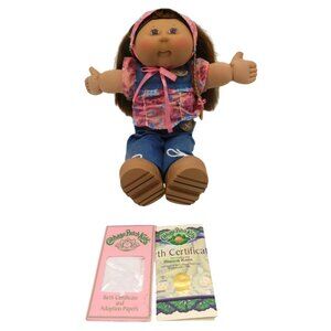 Play Along Cabbage Patch Kids Doll Hippie 2004 Birth Certificate Brown Hair Eyes